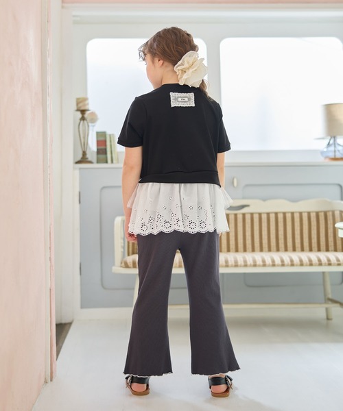 Piet(ピエット)の「裾レースチュール トップス(Tシャツ/カットソー・キッズ・ブラック/オフホワイト・110/100/120/130)」の11枚目の写真
