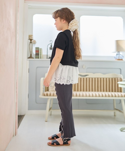 Piet(ピエット)の「裾レースチュール トップス(Tシャツ/カットソー・キッズ・ブラック/オフホワイト・110/100/120/130)」の10枚目の写真