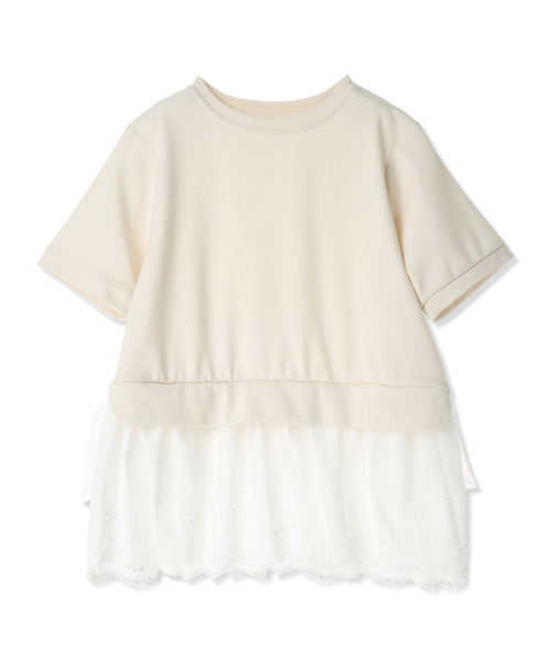 Piet(ピエット)の「裾レースチュール トップス(Tシャツ/カットソー・キッズ・ブラック/オフホワイト・110/100/120/130)」の12枚目の写真