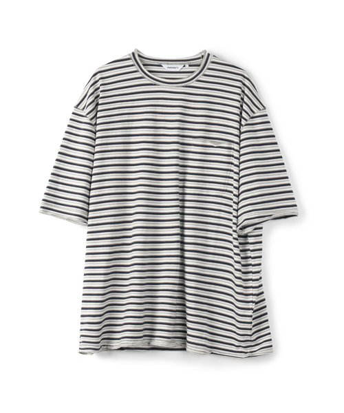 PARTIMENTO(パルティメント)の「ストライプローヘッジポケットTオフホワイト(Tシャツ/カットソー・メンズ・その他・MEDIUM/LARGE)」の1枚目の写真