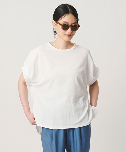 A DAY IN THE LIFE UNITED ARROWS(アデイインザライフユナイテッドアローズ)の「ハリヌキリブ タックスリーブカットソー <A DAY IN THE LIFE>(Tシャツ/カットソー・レディース・オフホワイト/ダークグレー/イエロー/ネイビー・FREE)」の2枚目の写真
