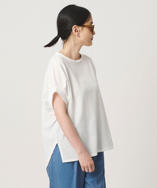 A DAY IN THE LIFE UNITED ARROWS(アデイインザライフユナイテッドアローズ)の「ハリヌキリブ タックスリーブカットソー <A DAY IN THE LIFE>(Tシャツ/カットソー・レディース・オフホワイト/ダークグレー/イエロー/ネイビー・FREE)」の7枚目の写真