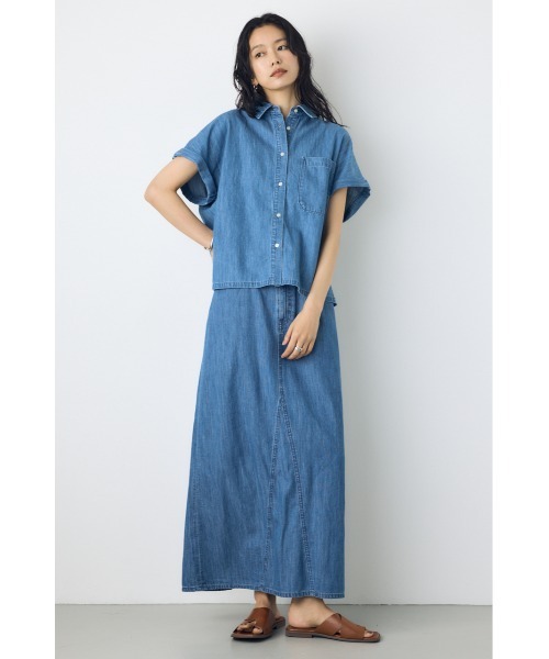 AZUL by moussy（アズールバイマウジー）の「【セットアップ対応】【身長/骨格別着用画像あり】ライトオンスデニムスカート（デニムスカート・レディース・ワンウォッシュ/ブルー・MEDIUM/SMALL）」の12枚目の写真
