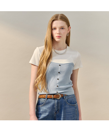 ビスチェレイヤード配色半袖Tシャツ