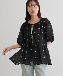 スカート レース 花柄 シャツ ブラウス スカート」に該当するブラック
