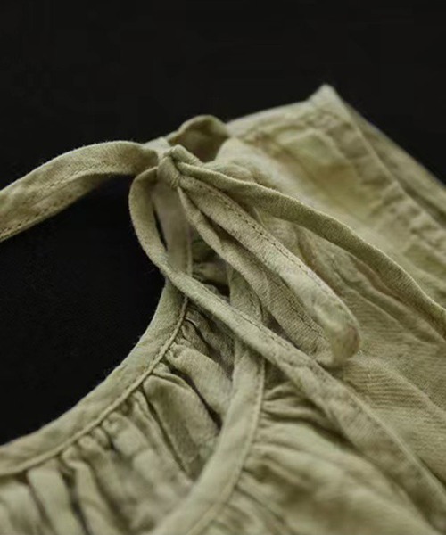 Flugge(フラッジー)の「ギャザーノースリーブトップス(その他トップス・レディース・ベージュ/グリーン・MEDIUM/LARGE)」の6枚目の写真