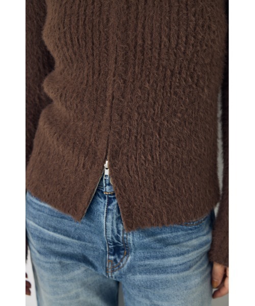 AZUL by moussy(アズールバイマウジー)の「【大人かわいい。大本命】ダブルジップシャギーニットカーディガン 羽織り トップス 2サイズ着丈差(カーディガン/ボレロ・レディース・ブルー/ブラウン/チャコールグレー/オフホワイト・SMALL/MEDIUM)」の15枚目の写真
