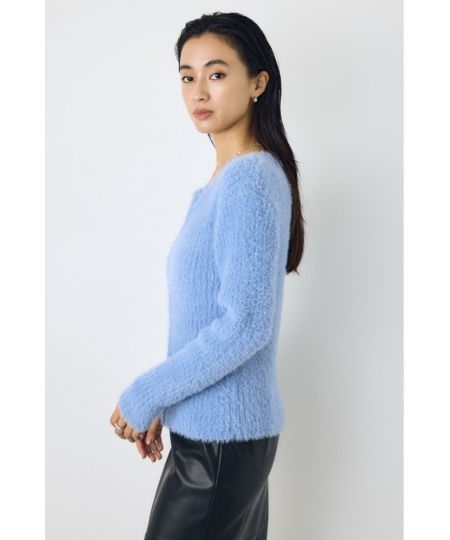 AZUL by moussy(アズールバイマウジー)の「【大人かわいい。大本命】ダブルジップシャギーニットカーディガン 羽織り トップス 2サイズ着丈差(カーディガン/ボレロ・レディース・ブルー/ブラウン/チャコールグレー/オフホワイト・SMALL/MEDIUM)」の11枚目の写真