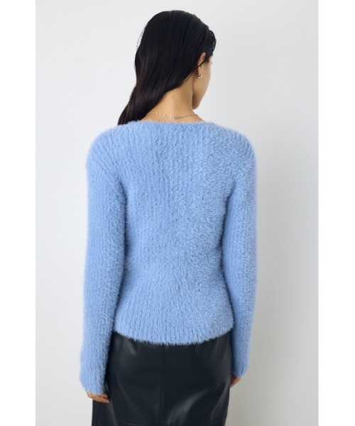 AZUL by moussy(アズールバイマウジー)の「【大人かわいい。大本命】ダブルジップシャギーニットカーディガン 羽織り トップス 2サイズ着丈差(カーディガン/ボレロ・レディース・ブルー/ブラウン/チャコールグレー/オフホワイト・SMALL/MEDIUM)」の12枚目の写真