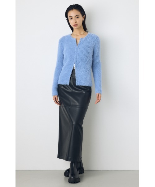 AZUL by moussy(アズールバイマウジー)の「【大人かわいい。大本命】ダブルジップシャギーニットカーディガン 羽織り トップス 2サイズ着丈差(カーディガン/ボレロ・レディース・ブルー/ブラウン/チャコールグレー/オフホワイト・SMALL/MEDIUM)」の13枚目の写真