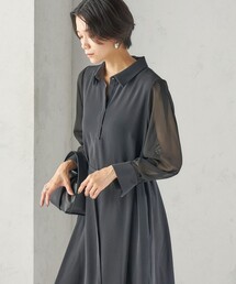 〈接触冷感/手洗い可能〉シアー 袖 ベルト付き シャツ ワンピース