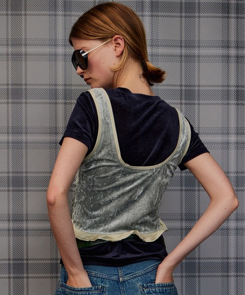MAISON SPECIAL(メゾンスペシャル)の「Layered Velour Top/レイヤードベロアトップ(Tシャツ/カットソー・レディース・ブラウン/ネイビー/ライトグレー・FREE)」の12枚目の写真