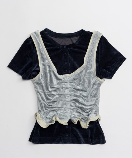 MAISON SPECIAL(メゾンスペシャル)の「Layered Velour Top/レイヤードベロアトップ(Tシャツ/カットソー・レディース・ブラウン/ネイビー/ライトグレー・FREE)」の16枚目の写真