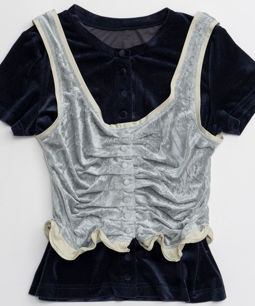 MAISON SPECIAL(メゾンスペシャル)の「Layered Velour Top/レイヤードベロアトップ(Tシャツ/カットソー・レディース・ブラウン/ネイビー/ライトグレー・FREE)」の17枚目の写真