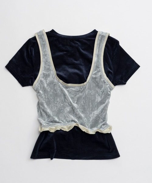 MAISON SPECIAL(メゾンスペシャル)の「Layered Velour Top/レイヤードベロアトップ(Tシャツ/カットソー・レディース・ブラウン/ネイビー/ライトグレー・FREE)」の20枚目の写真