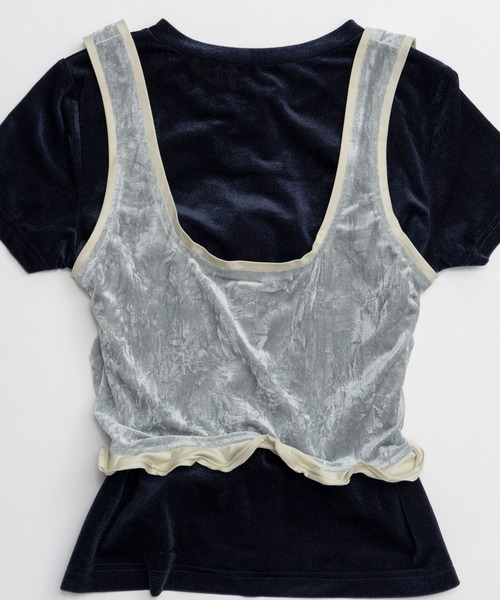 MAISON SPECIAL(メゾンスペシャル)の「Layered Velour Top/レイヤードベロアトップ(Tシャツ/カットソー・レディース・ブラウン/ネイビー/ライトグレー・FREE)」の21枚目の写真
