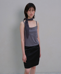 SATIN MIDI SKIRT (BLACK)