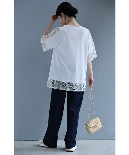 cawaii(カワイイ)の「連なる蝶々レースTシャツトップス(Tシャツ/カットソー・レディース・ホワイト・FREE)」の3枚目の写真