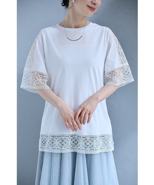cawaii(カワイイ)の「連なる蝶々レースTシャツトップス(Tシャツ/カットソー・レディース・ホワイト・FREE)」の4枚目の写真