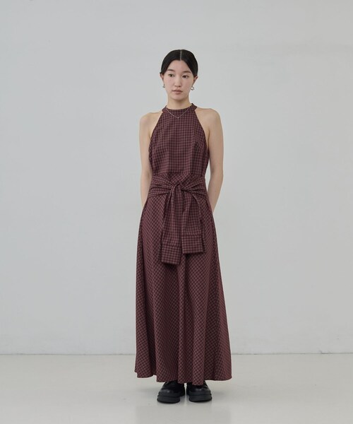 GALLEST(ギャレスト)の「チェックプリントロングワンピース(ワンピース・レディース・ワイン系1/ネイビー系1・38)」の19枚目の写真