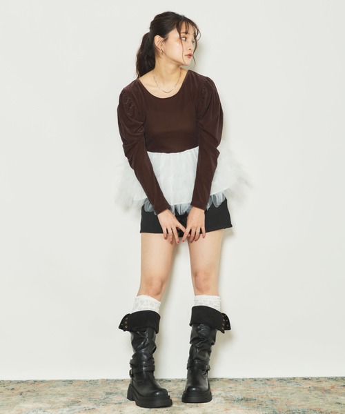 archives(アルシーヴ)の「ベロアチュールドッキングTOPS(Tシャツ/カットソー・レディース・ブラック/ブラウン/モカ・MEDIUM)」の11枚目の写真