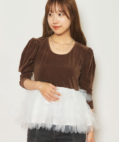 archives(アルシーヴ)の「ベロアチュールドッキングTOPS(Tシャツ/カットソー・レディース・ブラック/ブラウン/モカ・MEDIUM)」の9枚目の写真