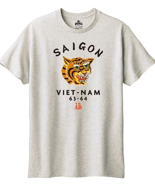 Ol' Basics(オールベーシックス)の「Ol' Basics(オール・ベーシックス) 半袖Tシャツ レディース 虎 タイガー SAIGON ロゴ プリント Tシャツ 半袖 カットソー トップス アメカジ ユニセックス(Tシャツ/カットソー・レディース・オートミール/オリーブ/ホワイト/スミクロ・M/L)」の3枚目の写真
