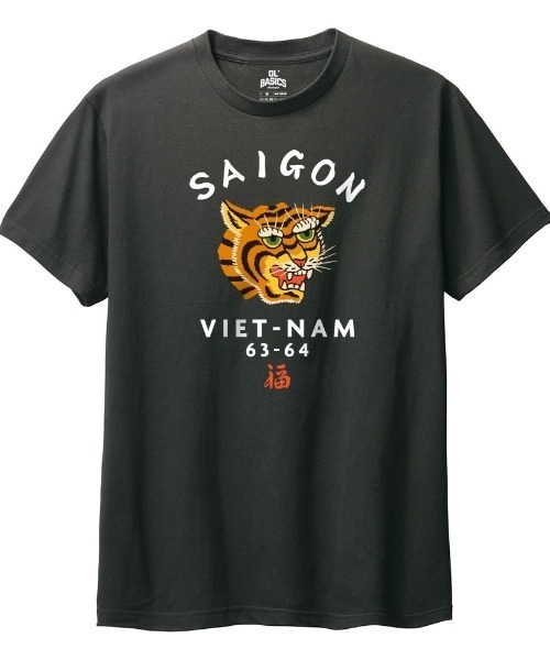 Ol' Basics(オールベーシックス)の「Ol' Basics(オール・ベーシックス) 半袖Tシャツ レディース 虎 タイガー SAIGON ロゴ プリント Tシャツ 半袖 カットソー トップス アメカジ ユニセックス(Tシャツ/カットソー・レディース・オートミール/オリーブ/ホワイト/スミクロ・M/L)」の1枚目の写真