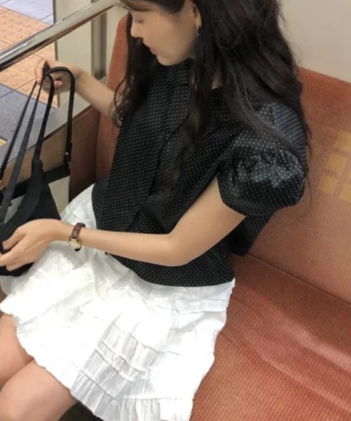 FAVORITO(ファヴォリート)の「襟付きドット柄シャツ(シャツ/ブラウス・レディース・ブラック/ブルー・F)」の11枚目の写真