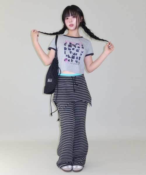 LMR(エルエムアール)の「ストライプレイヤードフレアスカートパンツ BLACK(その他パンツ・レディース・ブラック・SMALL/MEDIUM)」の5枚目の写真