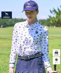 adabat | 【ADABAT NAVY】シャダンモノグラム長袖ポロシャツ(ポロシャツ)