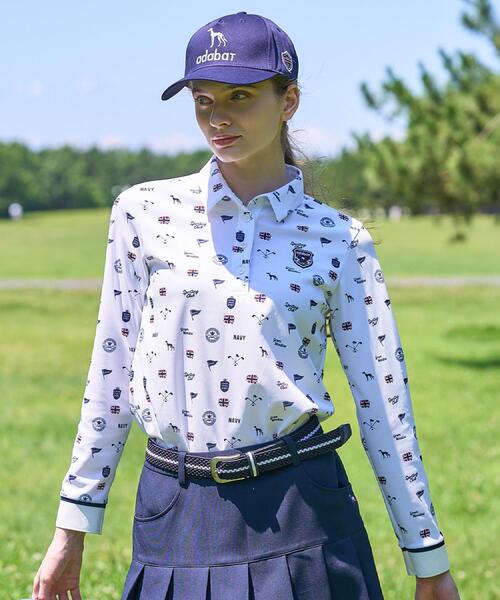 adabat(アダバット)の「【ADABAT NAVY】フィルサーモ モノグラム長袖ポロシャツ(ポロシャツ・レディース・ホワイト系1/ブルー系その他2・38/42/40)」の3枚目の写真
