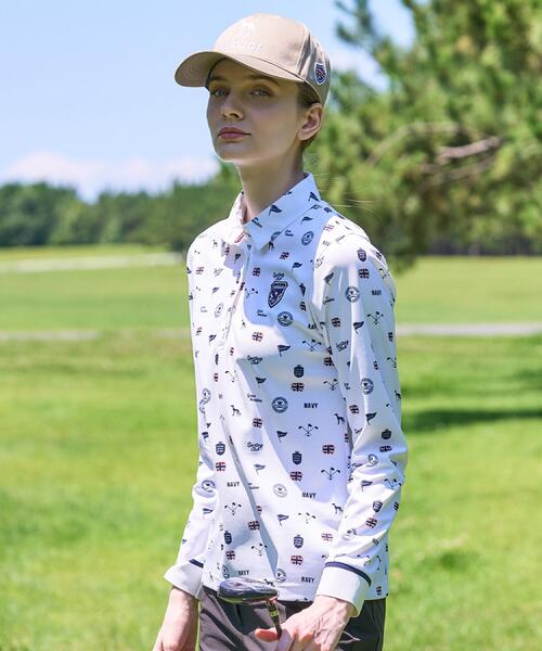 adabat(アダバット)の「【ADABAT NAVY】フィルサーモ モノグラム長袖ポロシャツ(ポロシャツ・レディース・ホワイト系1/ブルー系その他2・38/42/40)」の5枚目の写真