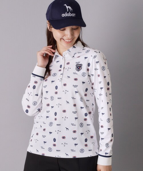 adabat(アダバット)の「【ADABAT NAVY】フィルサーモ モノグラム長袖ポロシャツ(ポロシャツ・レディース・ホワイト系1/ブルー系その他2・38/42/40)」の8枚目の写真