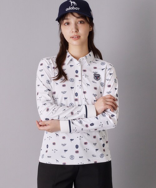 adabat(アダバット)の「【ADABAT NAVY】フィルサーモ モノグラム長袖ポロシャツ(ポロシャツ・レディース・ホワイト系1/ブルー系その他2・38/42/40)」の9枚目の写真