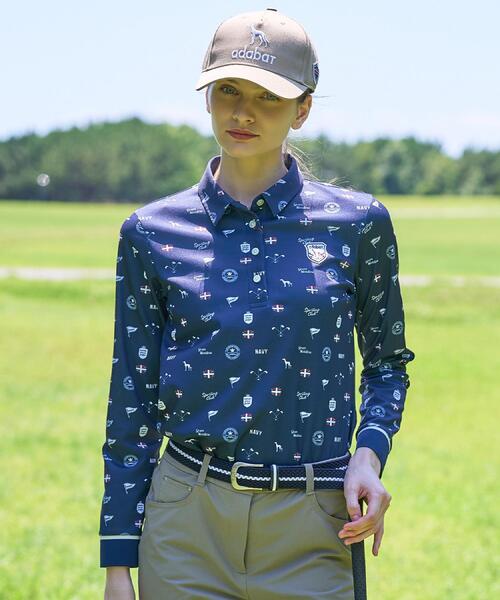 adabat(アダバット)の「【ADABAT NAVY】フィルサーモ モノグラム長袖ポロシャツ(ポロシャツ・レディース・ホワイト系1/ブルー系その他2・38/42/40)」の12枚目の写真