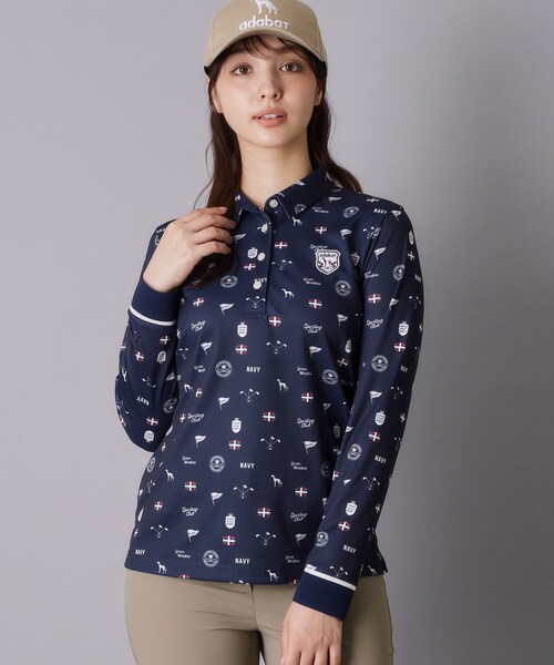 adabat(アダバット)の「【ADABAT NAVY】フィルサーモ モノグラム長袖ポロシャツ(ポロシャツ・レディース・ホワイト系1/ブルー系その他2・38/42/40)」の16枚目の写真