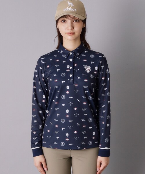 adabat(アダバット)の「【ADABAT NAVY】フィルサーモ モノグラム長袖ポロシャツ(ポロシャツ・レディース・ホワイト系1/ブルー系その他2・38/42/40)」の20枚目の写真