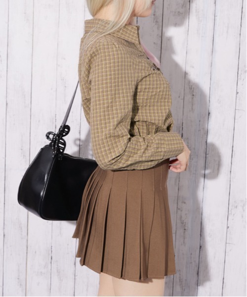 GORGE(ゴージ)の「フロントギャザー チェックシャツ|全4色(シャツ/ブラウス・レディース・モカ/カーキ/ブルー/ブラック・F)」の14枚目の写真