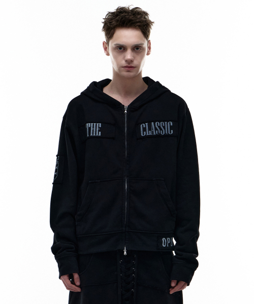 OPUS 0012(オーパス0012)の「Op. 07 UNIF HOOD ZIP-UP BLACK(パーカー・メンズ・その他・SMALL/MEDIUM/LARGE)」の1枚目の写真