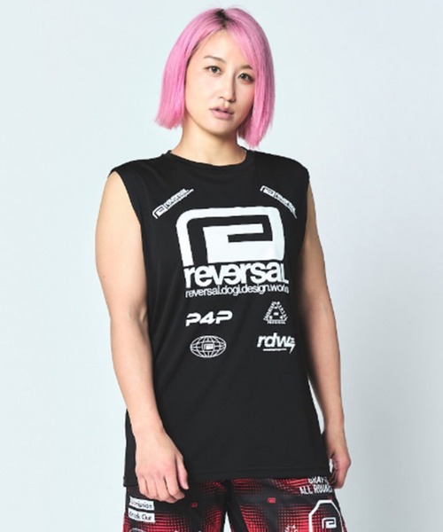 reversal.dogi.design.works(リバーサル・ドーギ・デザイン・ワークス)の「<reversal/リバーサル>ALL STAR LOGO BIG MARK DRY NO SLEEVE(タンクトップ・メンズ・ホワイト/ブラック・L/M/2XL/XL)」の2枚目の写真