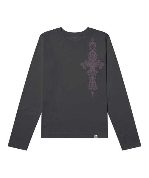 GRAVER（グレーバー）の「[UNISEX]SIM CROSS ロングスリーブ Tシャツ_4color（Tシャツ/カットソー・レディース・チャコールグレー/ホワイト/ライトホワイト/ブラック・MEDIUM/LARGE）」の12枚目の写真