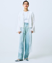 mensha! ヴィンテージライクなチャーチスモック風ロングガーゼカーディガン