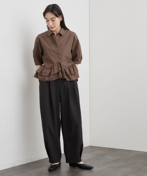 OPAQUE.CLIP(オペークドットクリップ)の「2タックバレルパンツ【洗濯機OK】(その他パンツ・レディース・チャコールグレー/ブラック/ダークブラウン・42/40/38/36)」の9枚目の写真