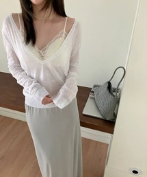 LOENNE（ロエヌ）の「Sheer Deep V-Neck Knit / シアーディープVネックニット（Tシャツ/カットソー）」