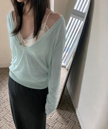 LOENNE（ロエヌ）の「Sheer Deep V-Neck Knit / シアーディープVネックニット（Tシャツ/カットソー）」