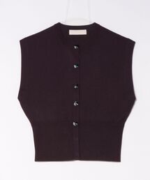 14G wool layered scallop-lace bijou knit vest