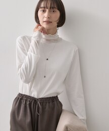 【秋のレイヤードアイテム/洗える】シアー切り替えタートルプルオーバー