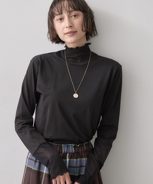 Dessin(デッサン)の「【秋のレイヤードアイテム】シアー切り替えタートルプルオーバー(Tシャツ/カットソー・レディース・グレー/オフホワイト/ブラック/ホワイト系・02/01/03)」の17枚目の写真