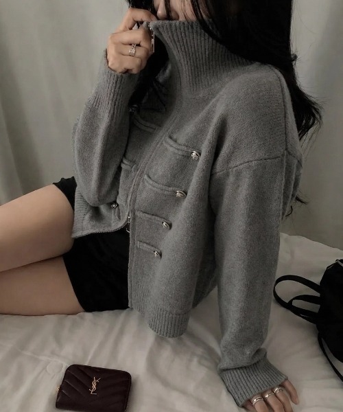 yuue' ( wear )(ユーイ)の「ダブルジップナポレオンカーディガン(カーディガン/ボレロ・レディース・ブラック/グレー/アイボリー・FREE)」の11枚目の写真